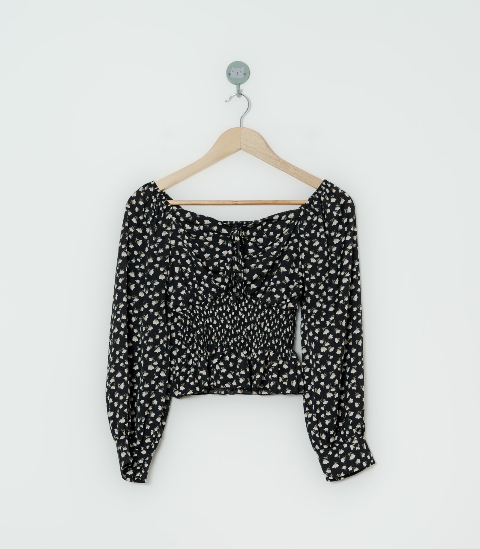 CROP TOP NEGRO FLORES  OFORI  M