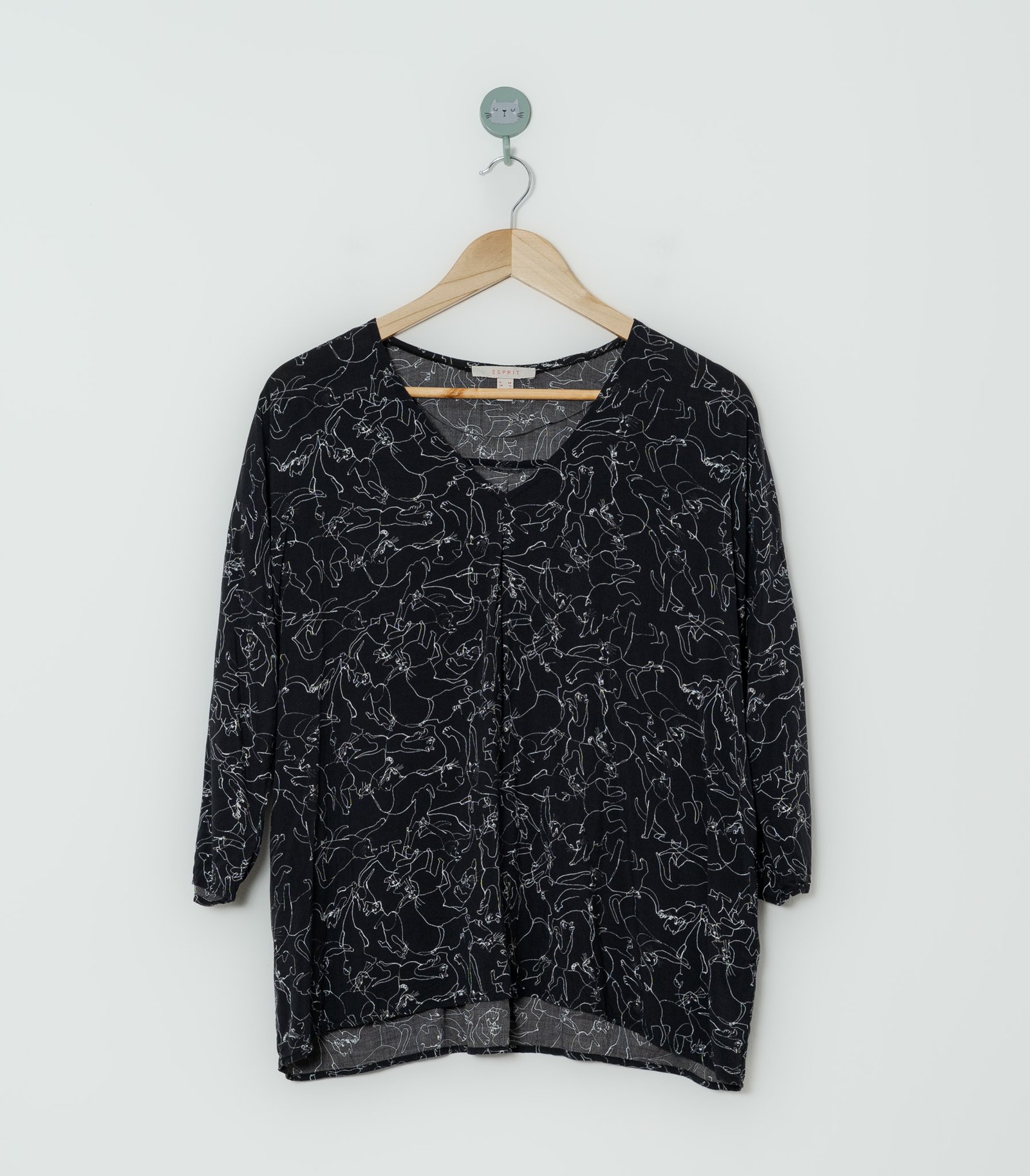 BLUSA NEGRA ESTAMPADA  ESPRIT  M