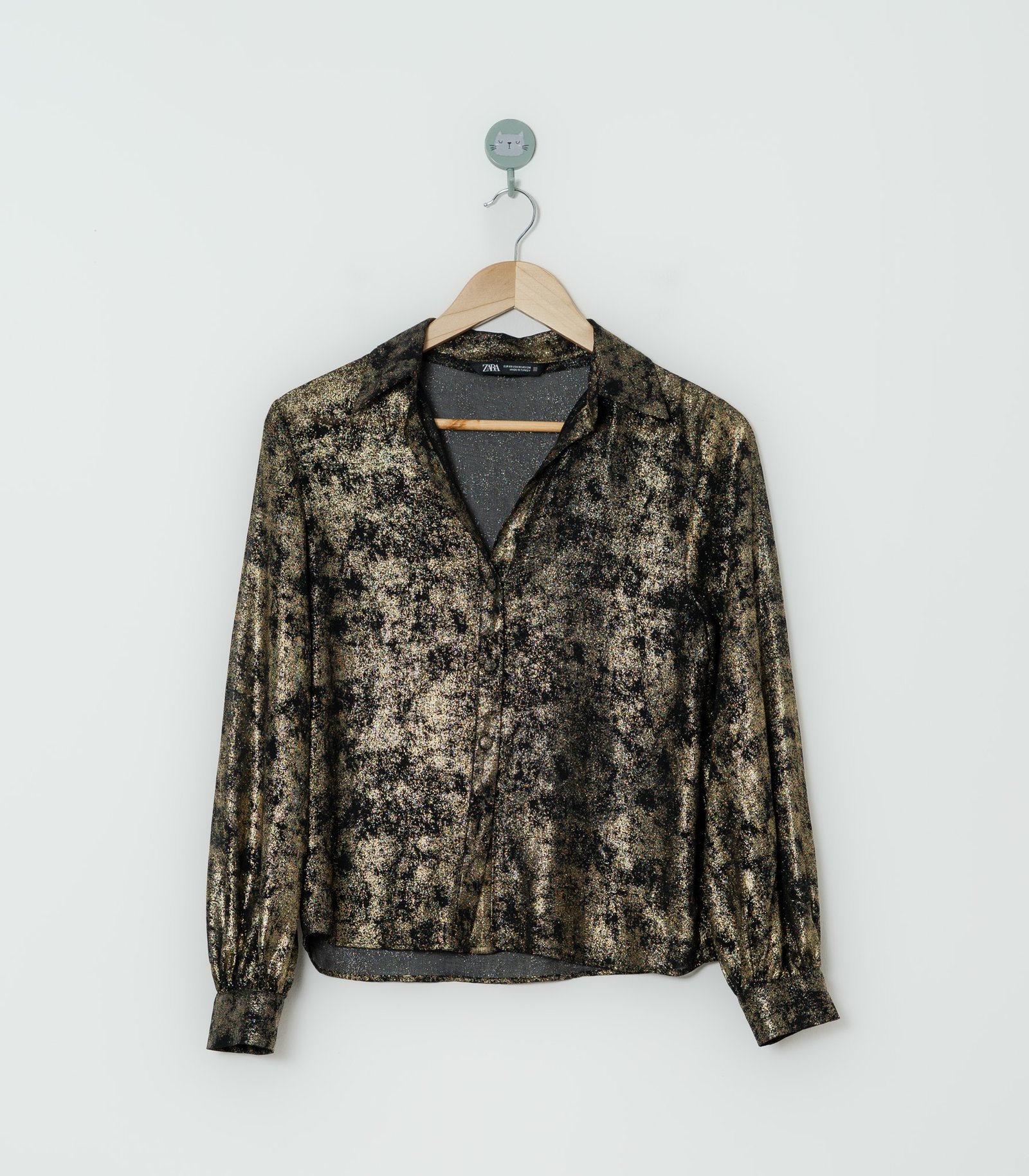 CAMISA NEGRO DORADO  ZARA  XS