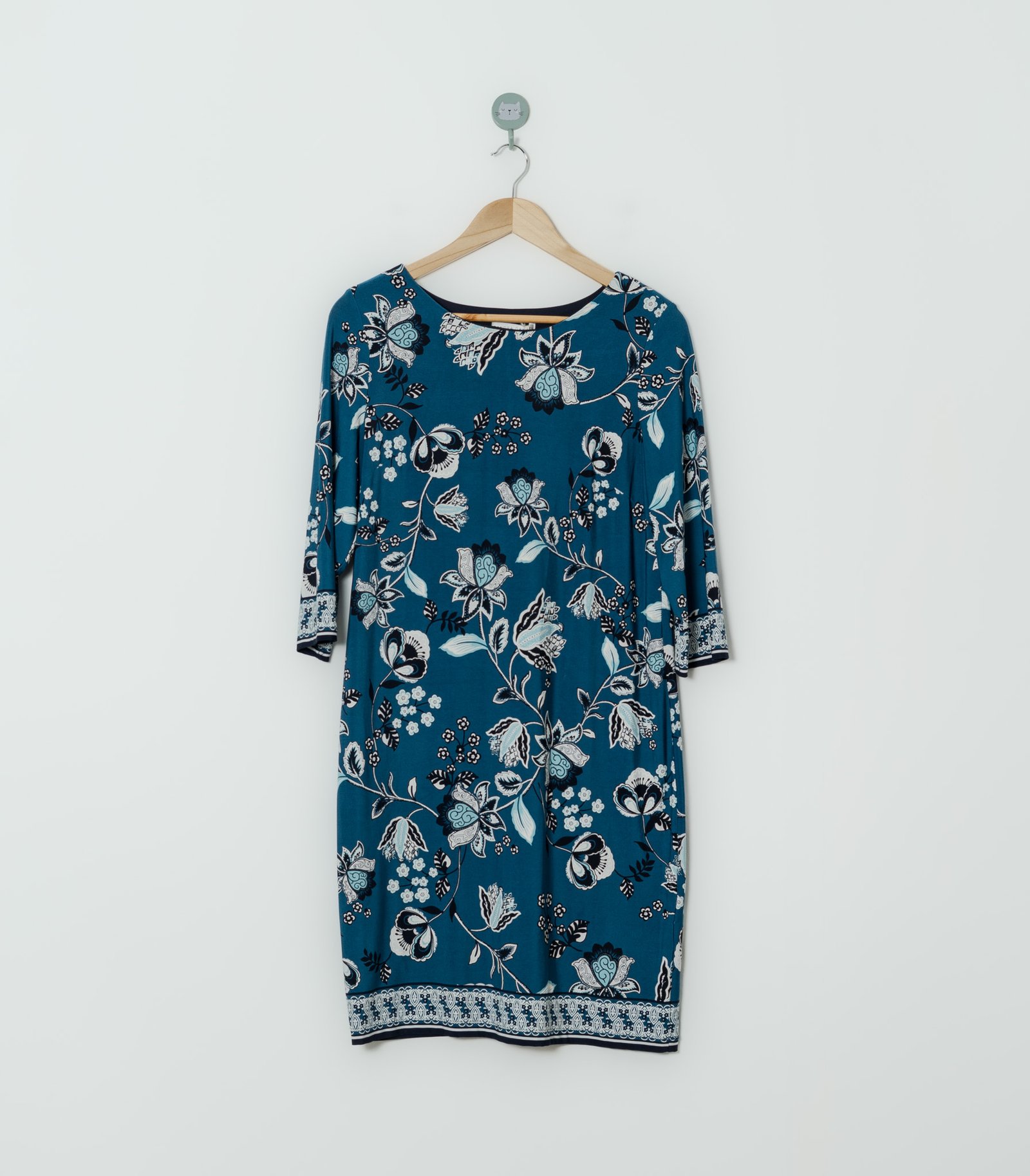 VESTIDO TURQUESA FLORES  SANDRA DARREN  M