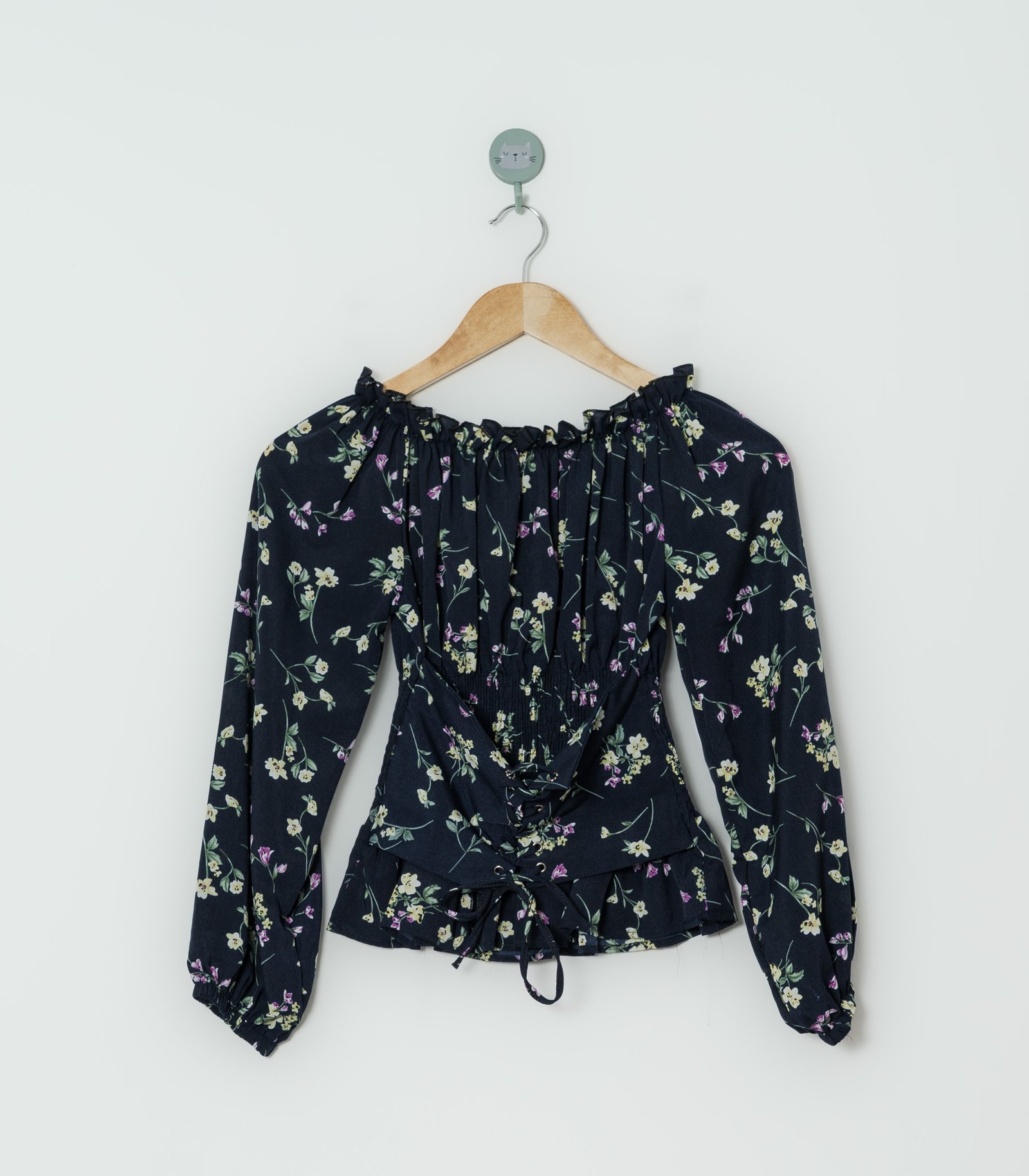 BLUSA AZUL FLORES  EMILY FASHION  S