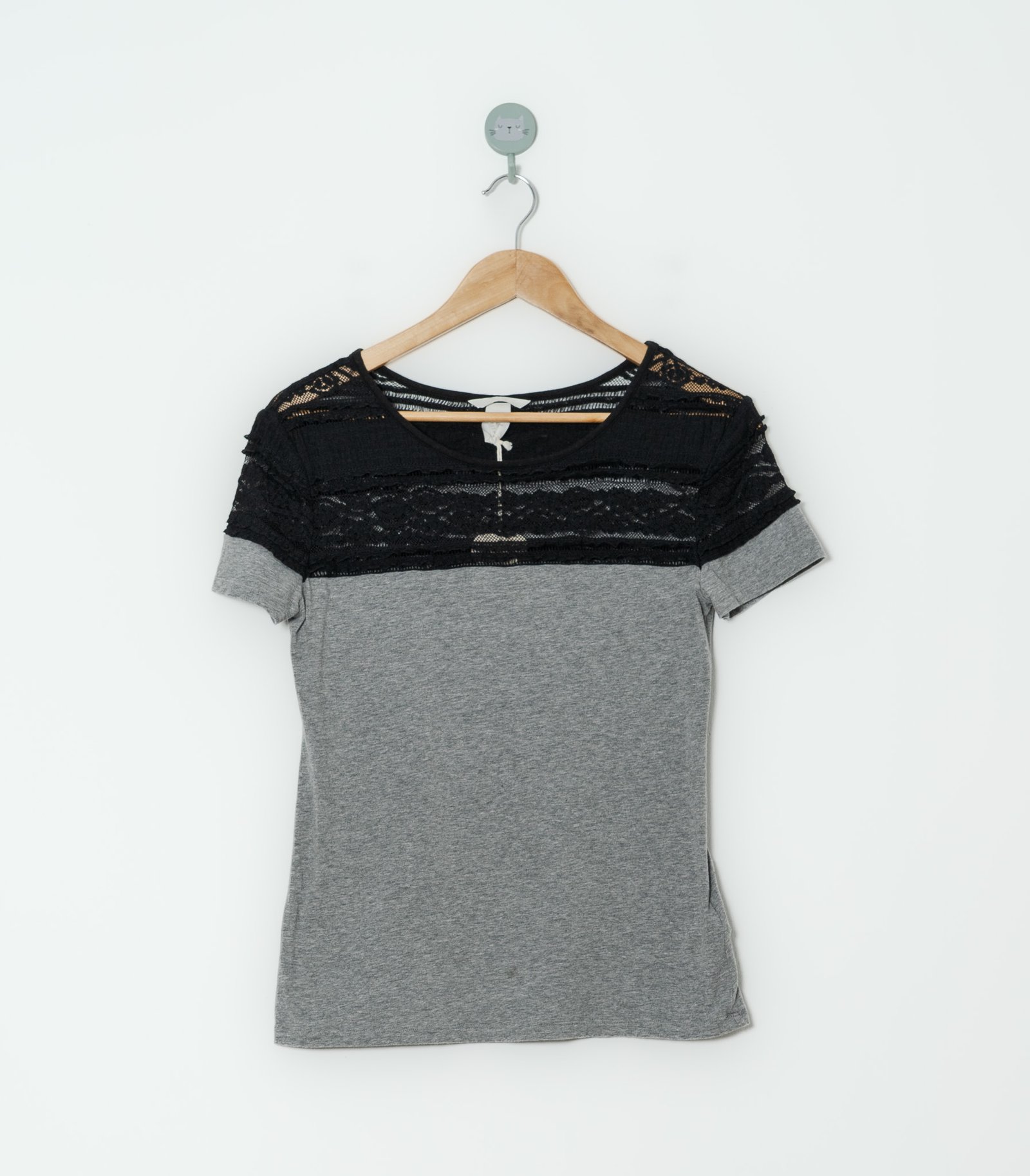 CAMISETA GRIS NEGRO  HYM  M