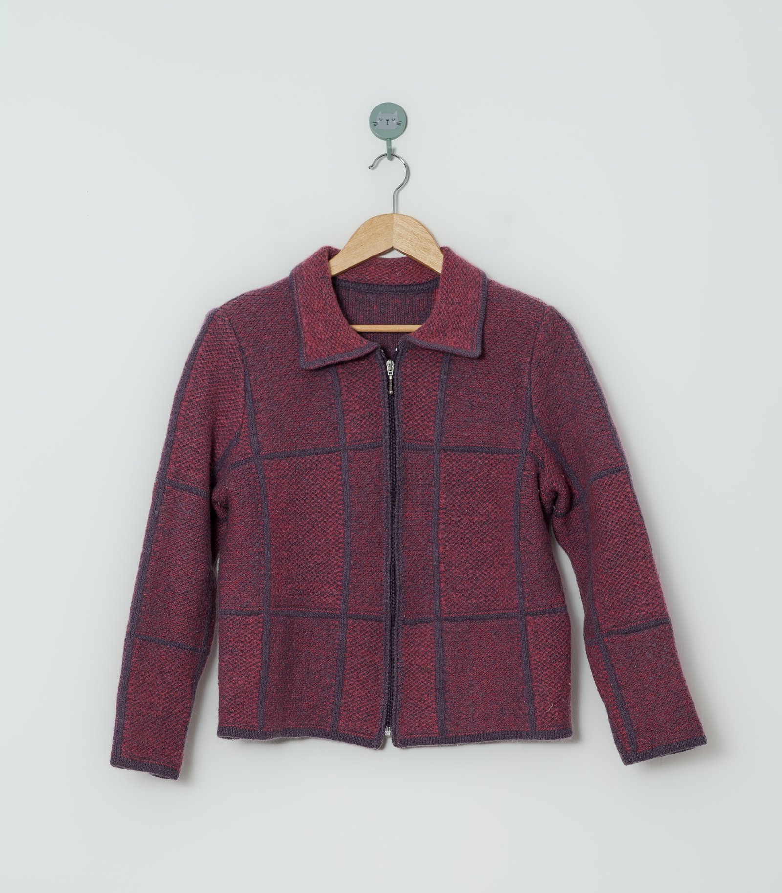 CHOMPA CUADROS FUCSIA LILA  M