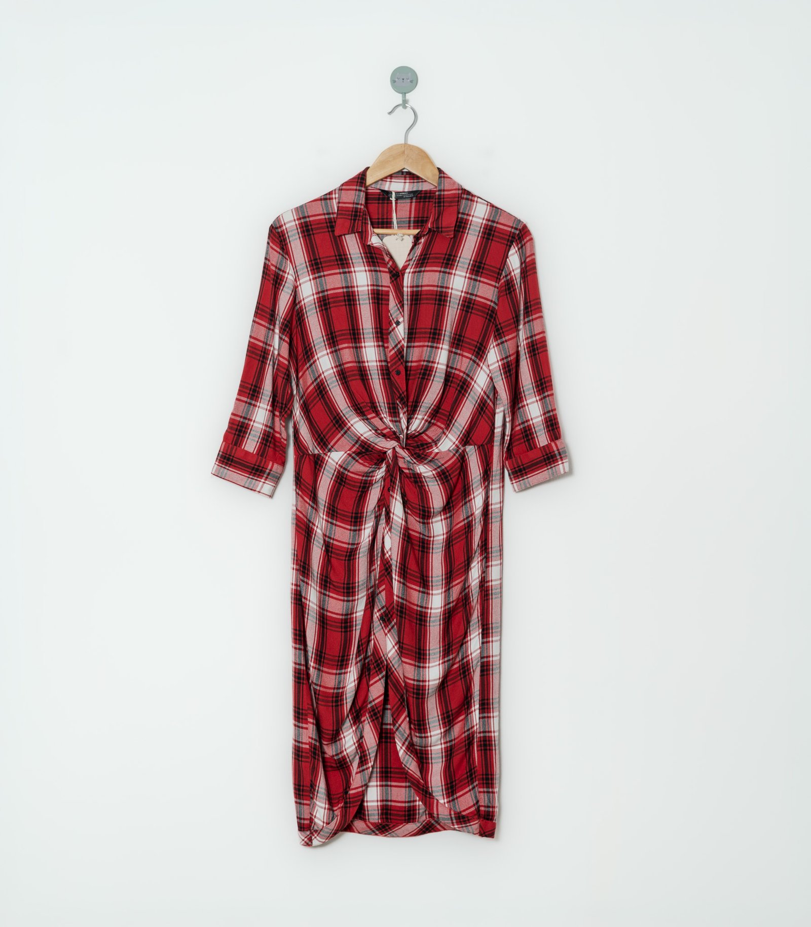 VESTIDO ROJO CUADROS  ZARA  S