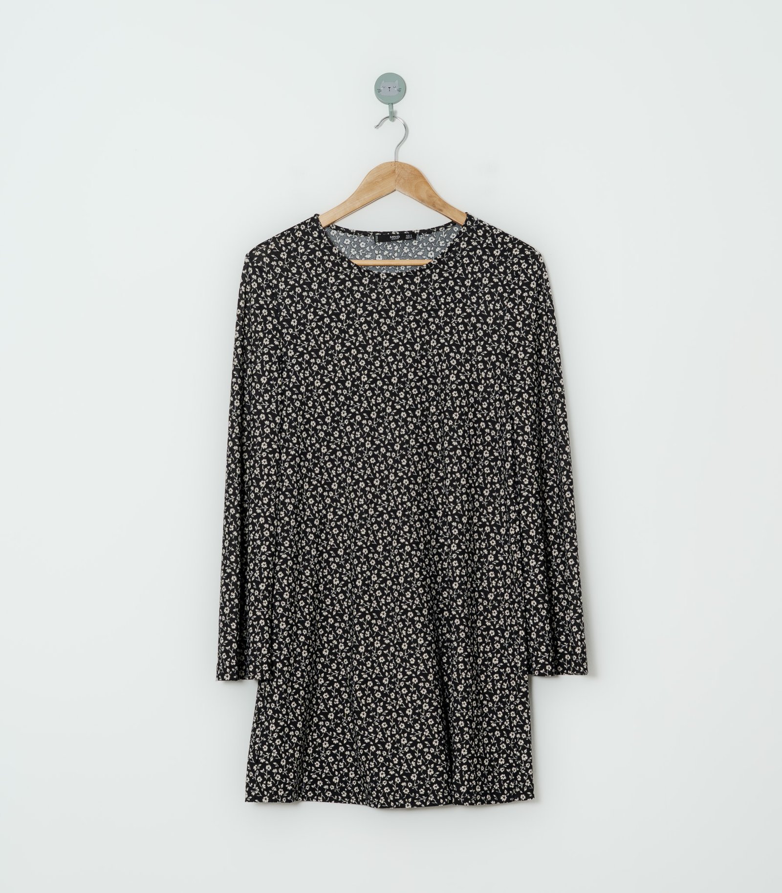 VESTIDO NEGRO FLORES  MNG  S