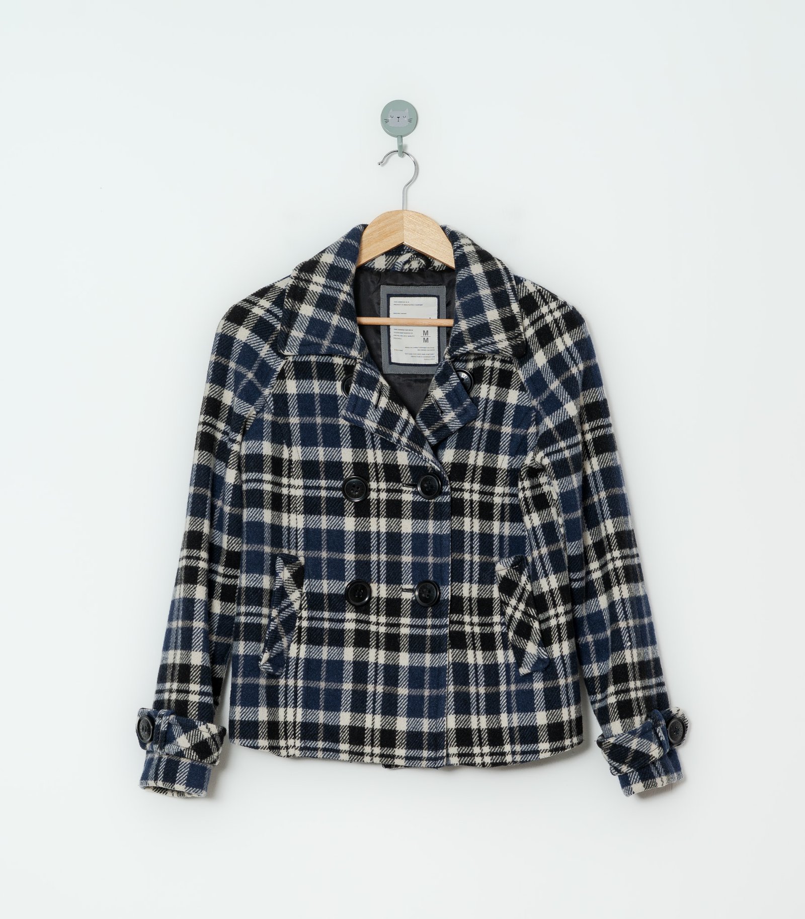 ABRIGO CUADROS AZUL  AÉROPOSTALE  M