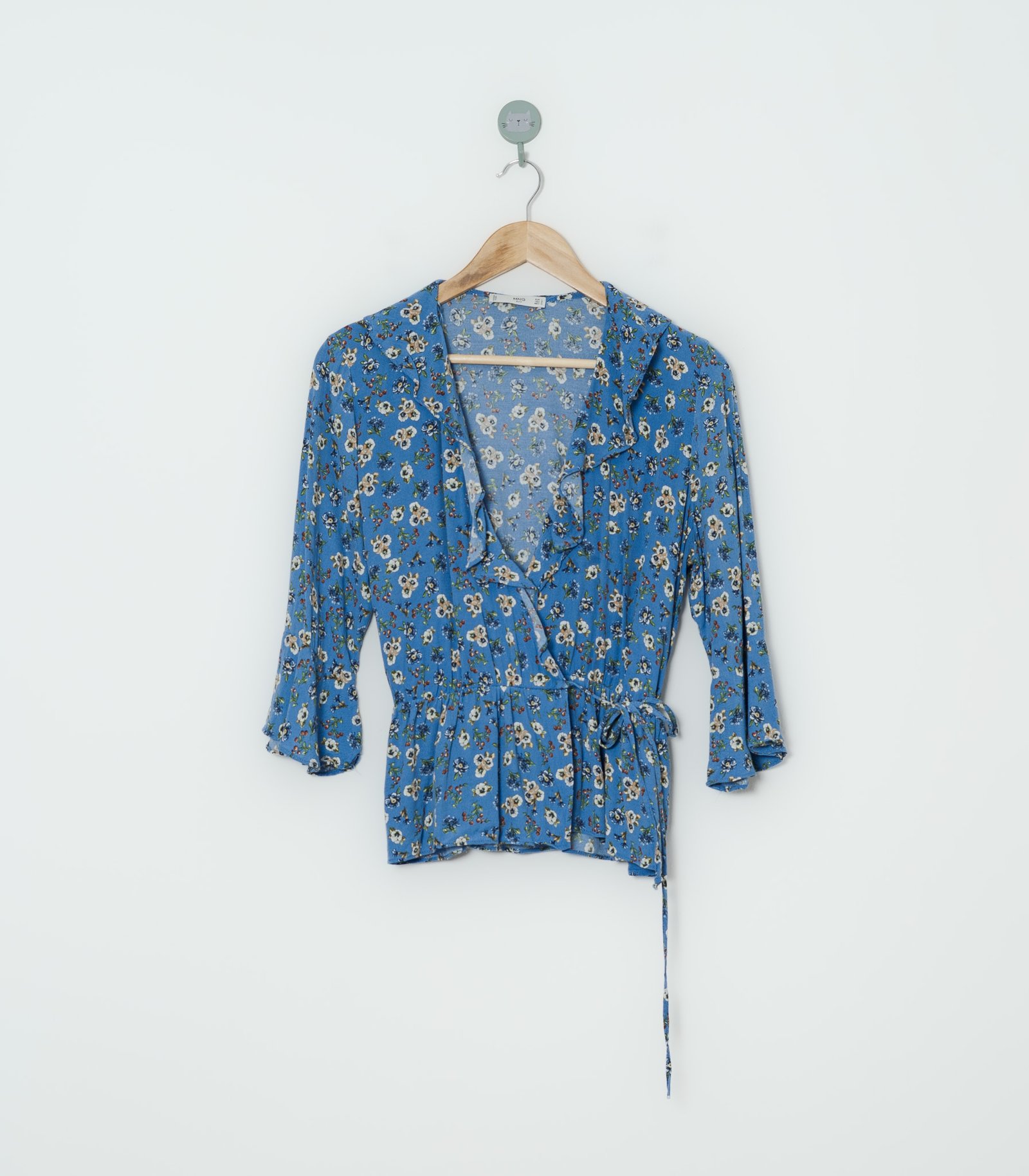BLUSA AZUL FLORES  MNG  L