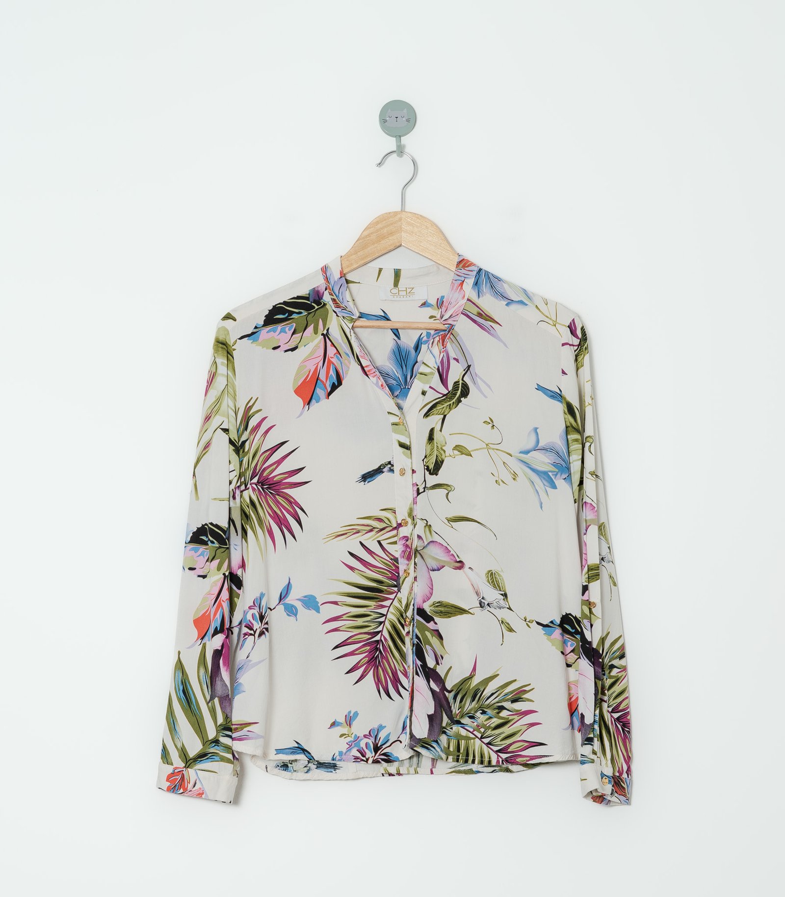 BLUSA BLANCA FLORES  CHZ  L
