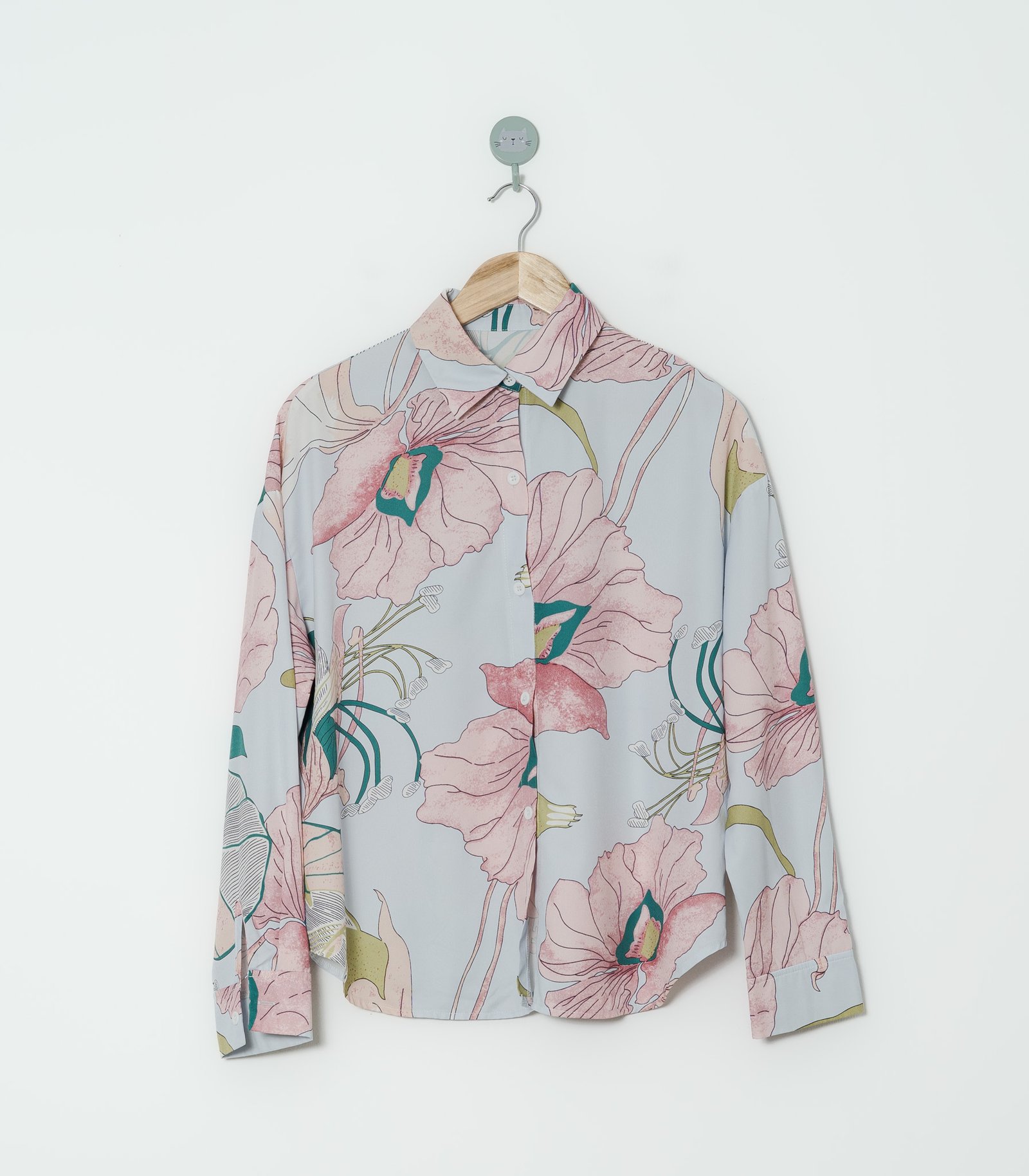 CAMISA CELESTE FLORES  SHEIN  S