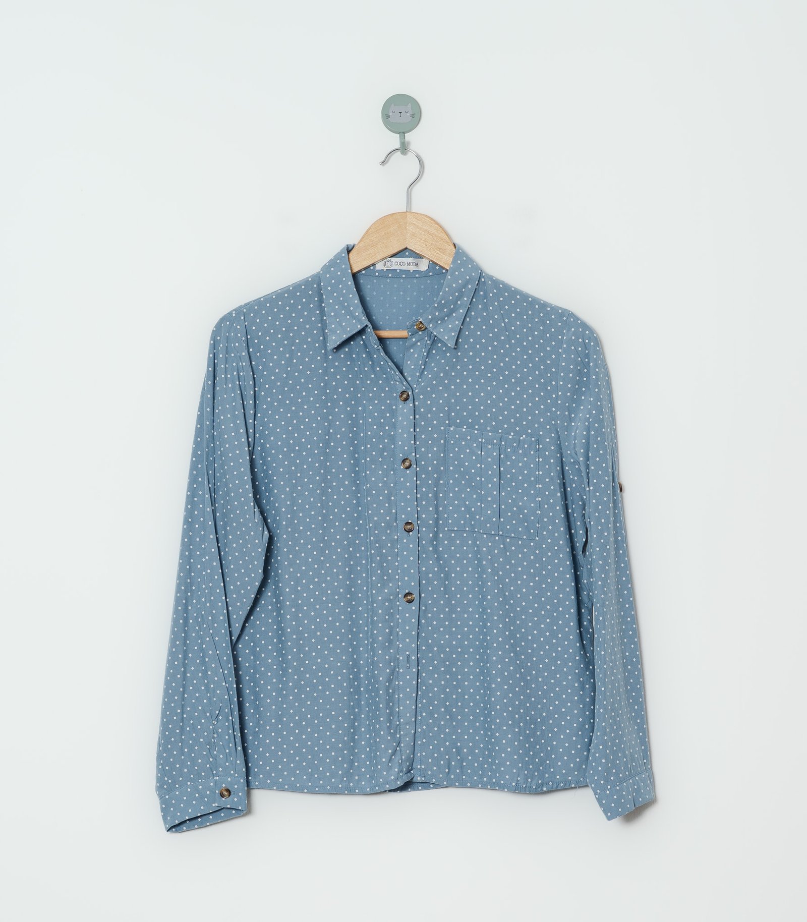 CAMISA CELESTE LUNARES MODA COCO  M