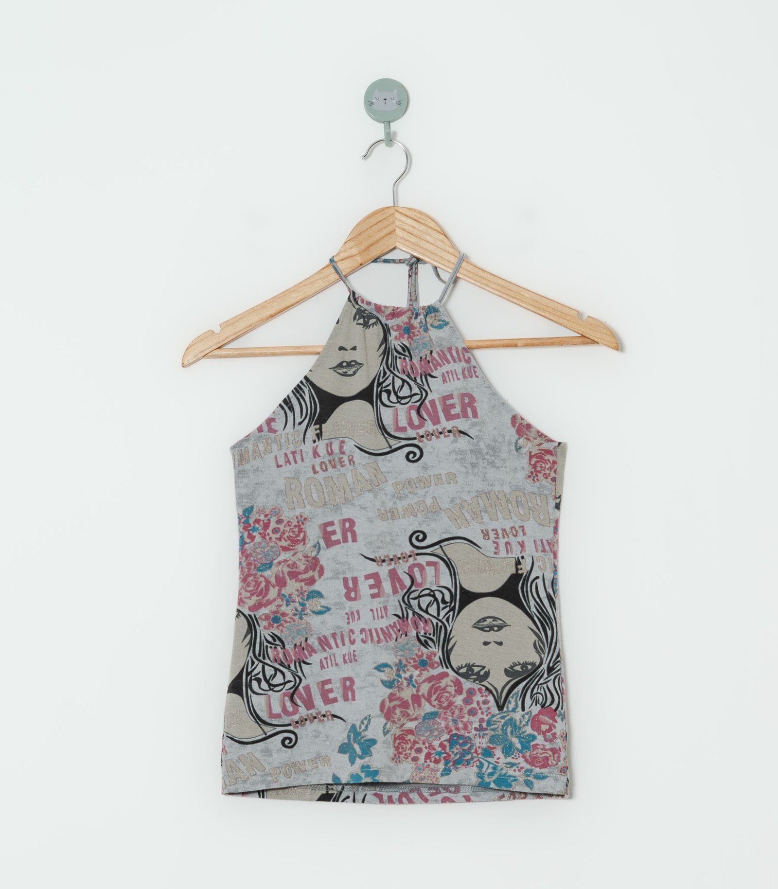 CROP TOP GRIS ESTAMPADO  S