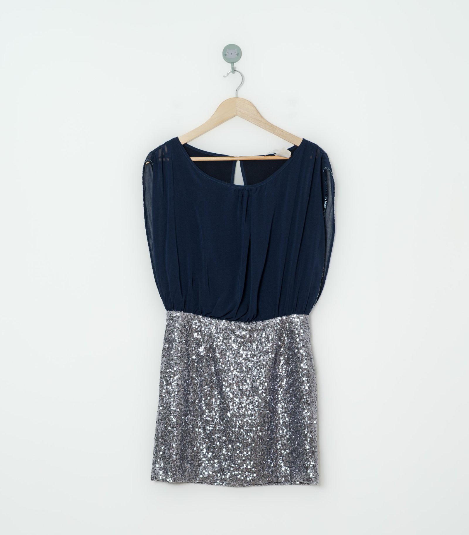 VESTIDO AZUL PLATEADO  TIZ MART  M