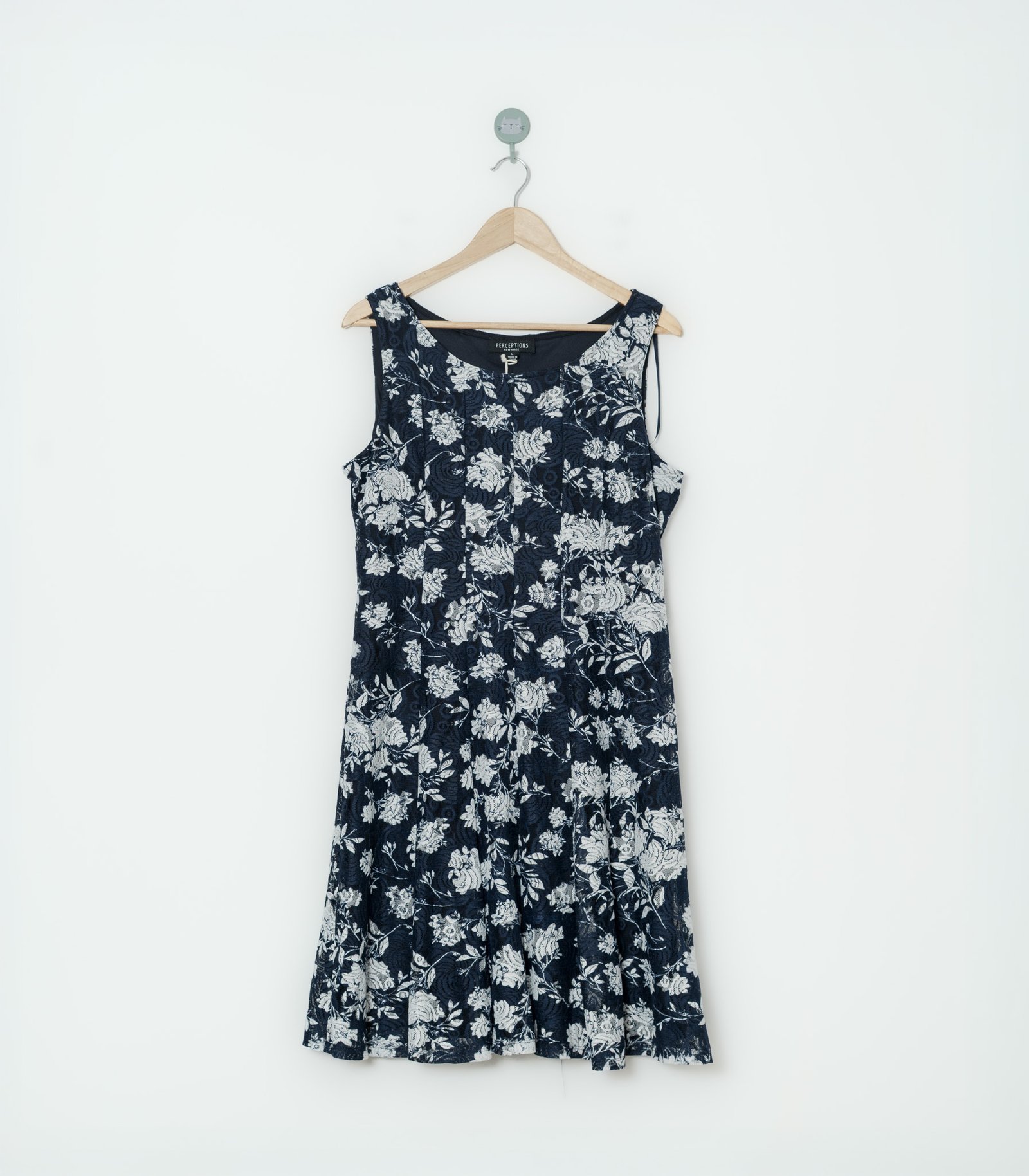 VESTIDO AZUL CON FLORES  PERCEPTIONS  L